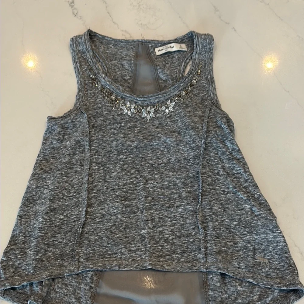 Abercrombie Kids Gray Asymmetrical Embellished Tank Top